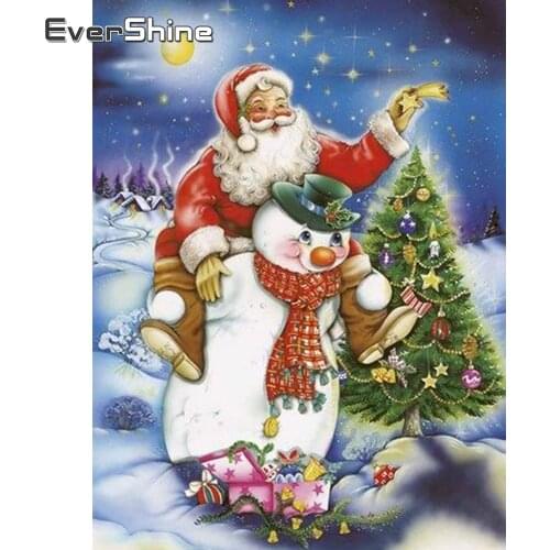 EverShine Diamond Painting 5D Portrait Full Drill Square Diamond Embroidery Santa Rhinestones Snowman Mosaic Picture Wall Decor