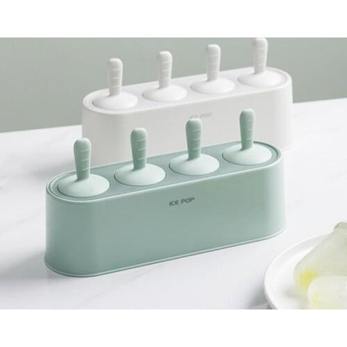 Home Ice Cream Mold Popsicle DIY Tool Silicone 4-hole Ice Mold Children Dessert Ice Cream Mold Kitchen Tools DIY Ice Cream