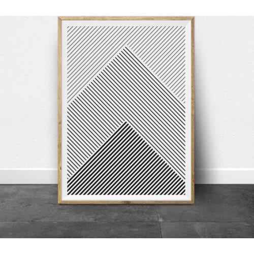 Black and White Stripes Geometric Art Canvas Prints and Poster , Modern Minimalist Lines Ar Painting Pictures Home Wall Decor