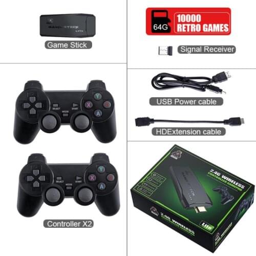 Video Game Consoles 4K HD 2.4G Wireless 10000 Games Stick 64GB Retro Mini Classic Gaming Gamepads TV Game Console For PS1/GBA/MD