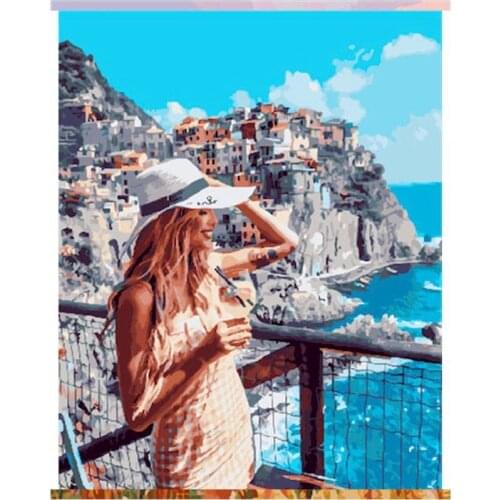 GATYZTORY 60x75cm Frame Picture By Numbers Kits For Adults Woman Look Scenery Paint By Number For Home Decors Gift