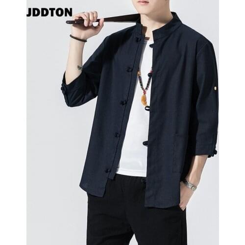 JDDTON Spring Men Linen Kimono Fashion Loose Long Cardigan Outerwear Vintage Coat Male Jackets Casual Solid Slim Overcoats JE103