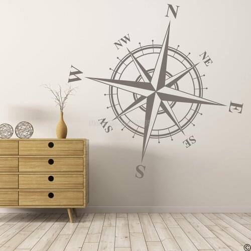 Compass Rose Wall Or Ceiling Vinyl Decal Medallion World Map Art Home Decoration Nautical Nursery Wall Stickers Murals LL2115