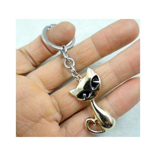 Fashion Creative Key Chain Ring Keyring Gold Cat Keychain Pendant Gift Tool Men Car Accessories Free Shipping