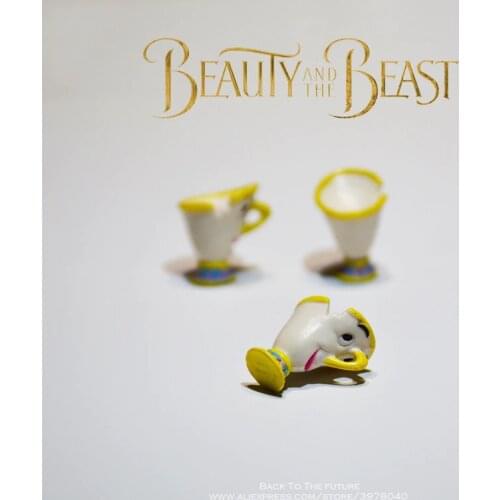 Disney Beauty and the Beast Belle cup 3pcs/set 2cm doll Action Figure Anime Mini Collection Figurine Toy model for children gift