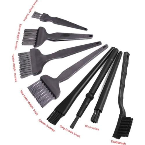 LUXIANZI 8Pcs Black Plastic Small Portable Handle Nylon Anti Static Brush Cleaning Keyboard Brush Kit Household Cleaning Tools