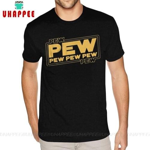 Short Sleeves Round Collar Pure Cotton Pew Pew TeeShirt Small Size Mens S TeeShirt