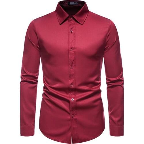 Mens Fashion Solid Color Shirts 2021 Autumn Brand New Slim Fit Long Sleeve Dress Shirts Men Work Social Shirt Chemise Homme