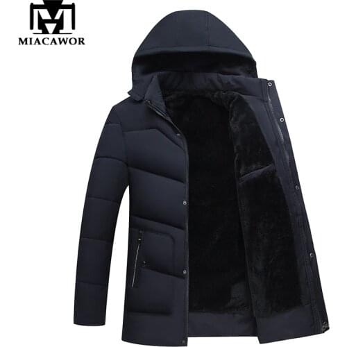 MIACAWOR Parka Men Jacket Coats Thicken Warm Winter Jackets Casual Men Parkas Hooded Outwear Cotton-padded Jacket Clothes J468