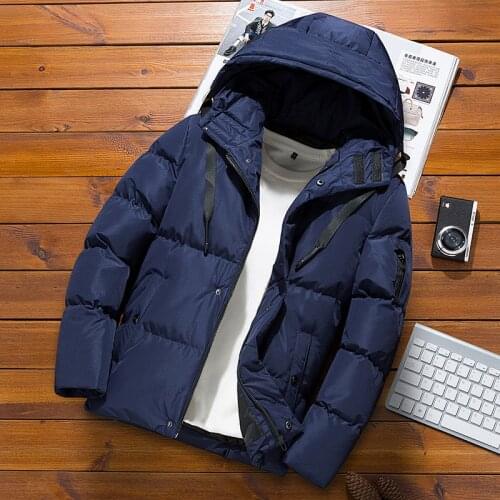 Mens Jacket Winter New Trendy Hooded Padded Jacket Mens Thick Down Jacket Padded Jacket Mens Autumn and Winter Warm Jacket