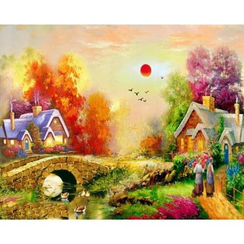 5D Diy Diamond Painting Cross Stitch Kit Diamond Embroidery Landscape Sunset Picture Diamond Mosaic Decoration Pattern Gift
