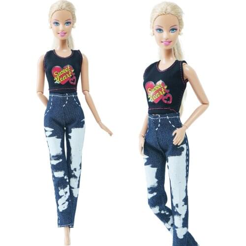 BJDBUS Handmade Doll Outfits for Barbie Doll Mini Dress Summer Daily Wear Pants Coat Shirt Pink Clothes Doll Accessories Kid Toy