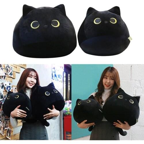 Lovely Cartoon Animal Stuffed Toys Cute Black Cat Shaped Soft Plush Pillows Doll Girls Bedroom Valentine Day Gifts Ornament