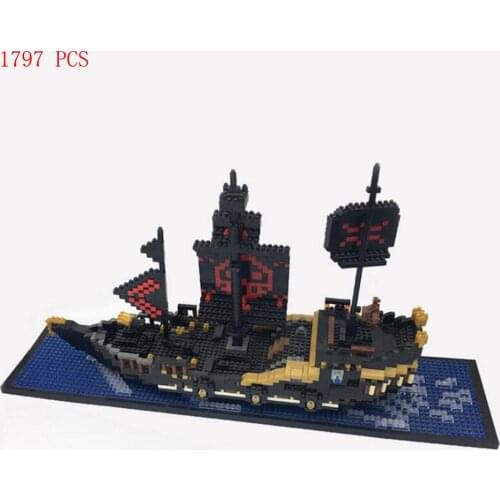 Hot classic creators movie Black Pearl ship Pirates of the Caribbean model bricks micro diamond building blocks toys child gift