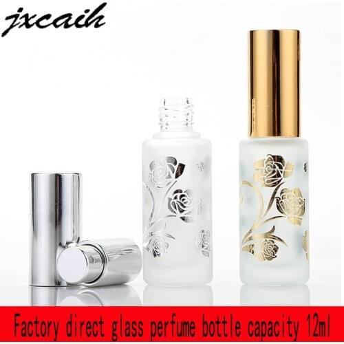 1Pcs 12Ml Refillable Perfume Spray Empty Bottle Frosted Printed Glass Portable Cosmetic With Metal Pump