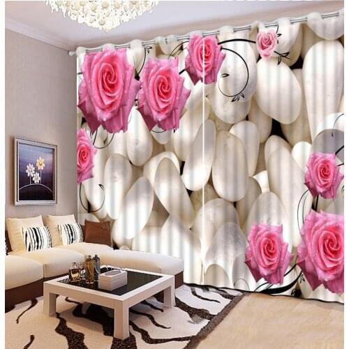 Top Classic wedding 3D curtains European Style beautiful living room curtains red rose flower stonne Drapes Cortina pillowcase
