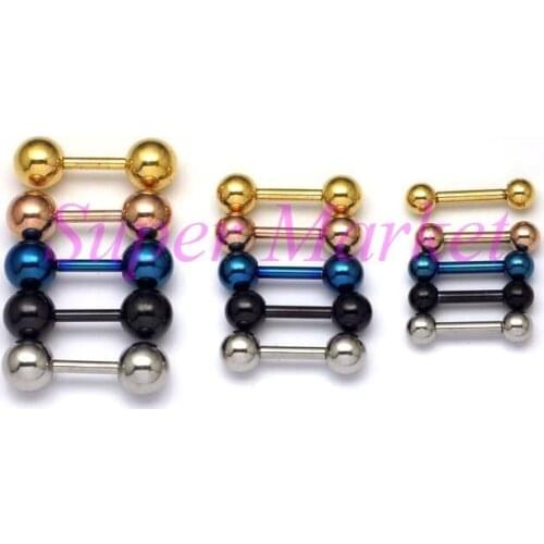 Free Shipping New Arrival Barbell Earring Bone Ear Ring Nail Jewelry Mixed Color size 316L stainless steel otica 16G 1.2mm