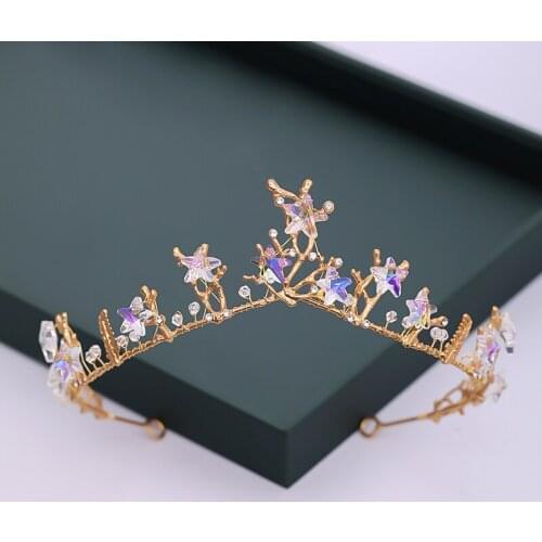 European Pearl Royal Queen Crown Hair Jewelry Crystal Wedding Taira Crown Gold Rhinestone Bridal Hair Accessories Ornaments