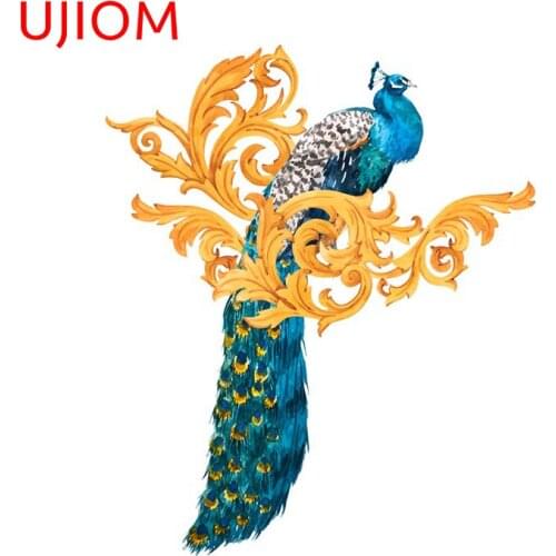 UJIOM Watercolor Peacock Window Decal Childrens Bedroom Decor Waterproof Home Office Living Room Decor Wall Stickers