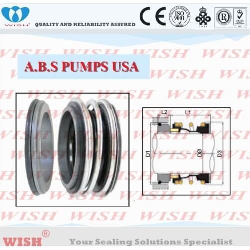 ABS pump seal Lower position ABS "AFP" series submersible pumps Vulcan type 195 elastomer bellow seals, Oring mounted Stationary