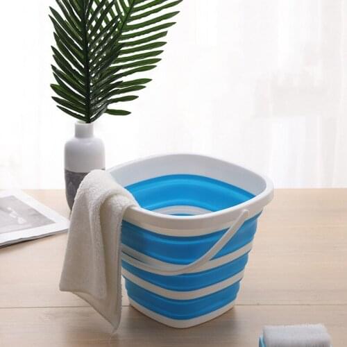 Fishing Silicone Bucket Promotion Folding Bucket Car Wash Outdoor Fishing Supplies Square 10L Bathroom Kitchen Camp Bucket