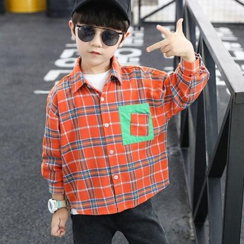 LucaLucky Spring 2021 Boys Shirts Clothes Kids Long Sleeve Cotton Plaid Children Blouses For Baby Big Boys Casual Tops Age 4-16Y