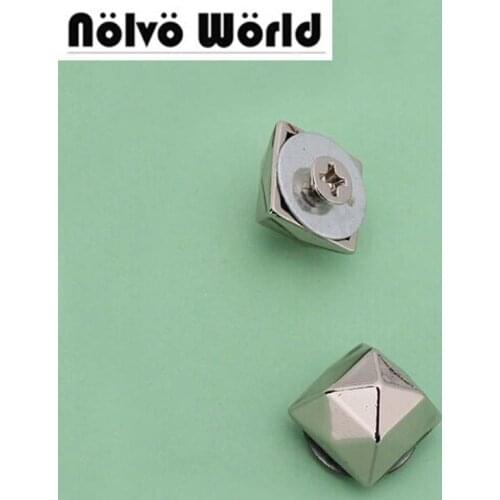 50pcs 12*7mm silver rhombic rivet head screw for bracelet accessory metal rock stud jeans bag button screw rivets