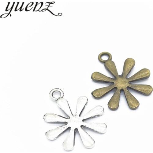 YuenZ 10pcs 2 Colors Antique silver color flower Zinc alloy Jewelry DIY Charms Pendant Necklace,Eearrings 21*17mm Q161