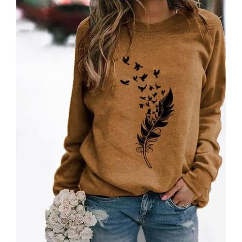 Women Oversize S-3XL Fashion Winter Womens Casual Long Sleeve Tops Ladies Print Sweatshirt high quality materials