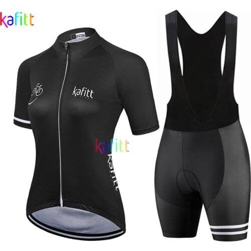 2021Kafitt Black Smile Womens Short Sleeve Jersey Bib Sets MTB Team Cycling Clothing Ropa Ciclismo Road Gel Triathlon Uniform