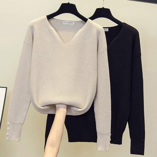 M-4XL Women Sweater and Pullovers Oversized Knitwear Vintage Button Jumpers Long Sleeve 2021 Streetwear sweaters Pull Femme
