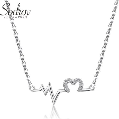 Sodrov S925 Love Heartbeat Necklace 925 Sterling Silver Female Intellectual Clavicle Fine Jewelry for Women