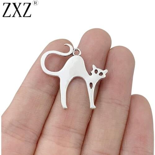 ZXZ 20pcs Tibetan Silver Cute Cat Charms Pendants Beads for Necklace Bracelet Earrings DIY Jewelry Making Findings