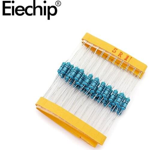 100pcs/lot 0.5W 1 ohm 1% Metal film resistor 1/2W resistance 5.1R Electronic resistors