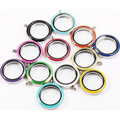 12pcs/lot 30mm Stainless Steel Floating Locket Pendant Screw Memory Glass Floating Charm Locket For Best Friend