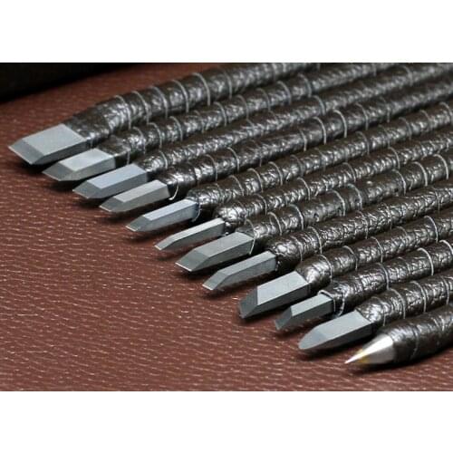 12 Pcs tungsten Stone Carving Chisel set, stone carving hand knives tools