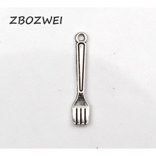 15pcs Charms kitchen fork 25mm Antique Tibetan Silver Pendant Accessories DIY Vintage bracelet Necklace Handmade
