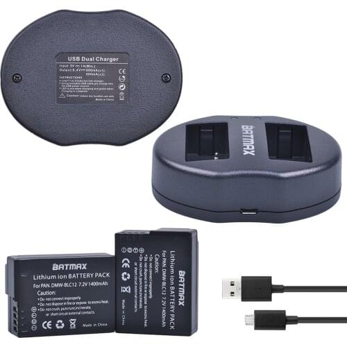 Batmax DMW-BLC12 DMW-BLC12E DMW-BLC12PP Battery+USB Dual Charger for Panasonic DMC GH2 G5 G6 V-LUX4 DMC-GH2 FZ1000
