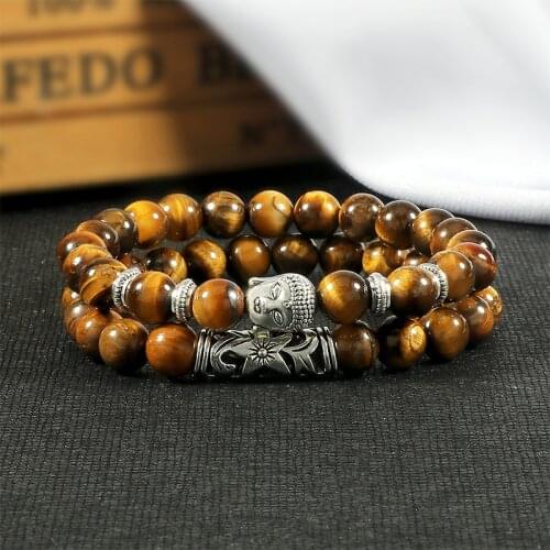 2 Pcs/set Couples Tiger Eye Stone Bracelets Bangles Classic Black White Natural Lava Beaded Charm Bracelet for Women Men Jewelry
