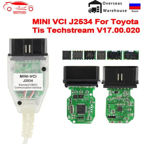 MINI VCI V15.00.028 TIS Techstream OBD2 Scanner Interface FOR TOYOTA FTDI FT232RQ MINI-VCI J2534 OBDII OBD2 Diagnostic Cable