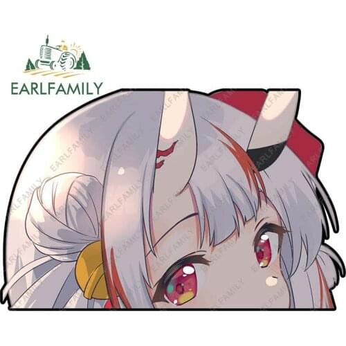 EARLFAMILY 13cm x 8.4cm for Hololive Nakiri Ayame Funny Car Stickers Waterproof Sunscreen DIY Decal Refrigerator Vinyl Car Wrap