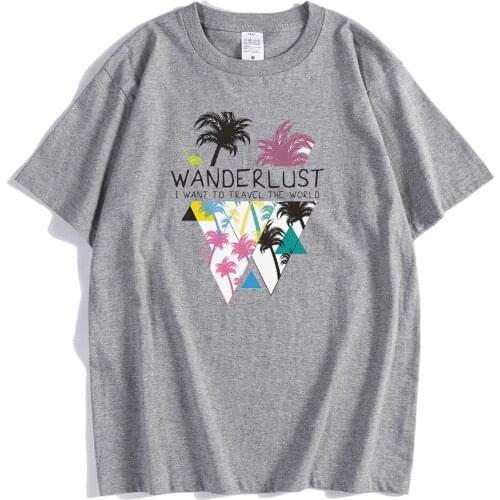 Geometry Style Trees Wanderlust Travel The World Print Mens T-Shirt Street Quality Tshirts Sport Slim Tshirt Style Soft Men Top