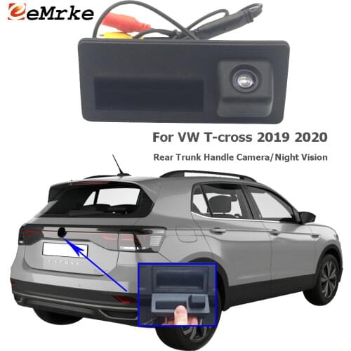 EEMRKE CCD Trunk Handle Camera HD Night Vision Car Rear Backup Camera for Volkswagen T-Cross 2019 2020 for VW T Cross