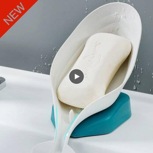 Leaf Shape Soap Box Drain Soap Holder Box Shower Soap Holder Sponge Storage Plate Tray Bathroom Portable Soap Dish Bathroom