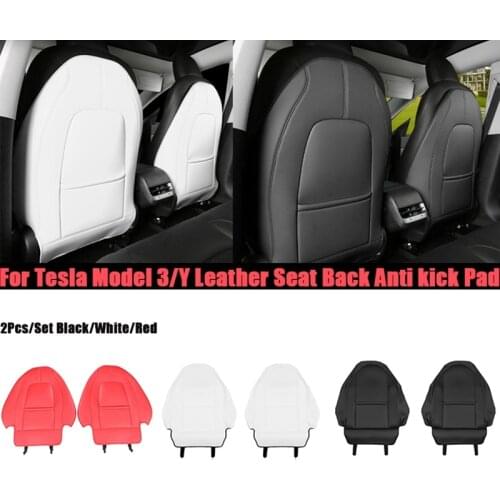 For Tesla Model 3 / Y Leather Car Seat Back Anti-Kick Pad Anti-Dirty Seat Cushion Protector Accessories