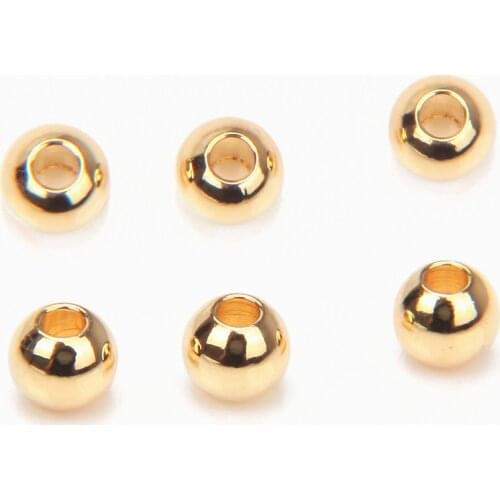 2/3/4/5mm 18K Real Gold Plated Round Ball Beads Spacer Beads Superior Quality for Jewelry Making Diy Brass Accessories Wholesale