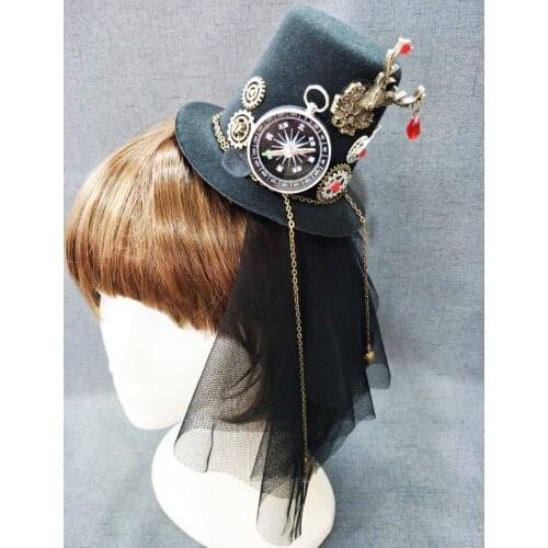 Victorian Punk Mini Top Hat Party Hat Dancing Cocktail Hair Clip Gothic Mini Hats Steampunk Accessories