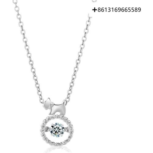 Fashion 925 silver yue heart room dog necklace pendant choker chain collarbone chain female couples to send gifts