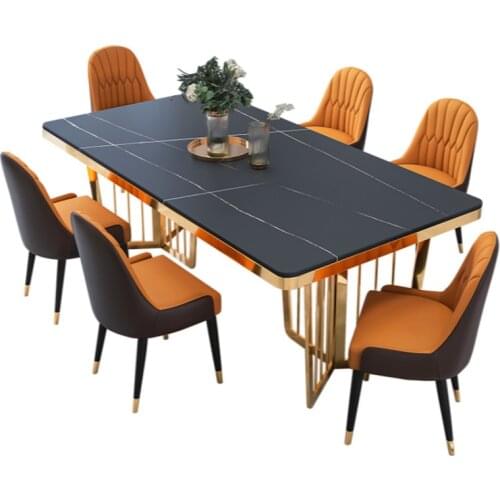 Marble post-modern luxury dining table and chair combination simple restaurant rock plate household small-sized dining table