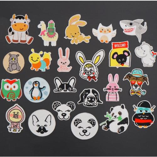 Cartoon Penguin Alpaca Rhino Creative Embroidered Iron On Patches for Kids Clothes Badges Accessories Appliques